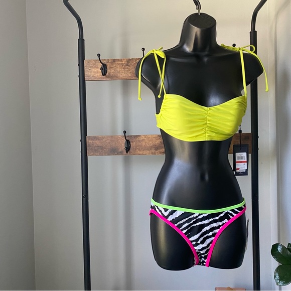 2 pieces bikini swimsuit In green top and zebra bottom size XS/S NEW - Picture 5 of 5